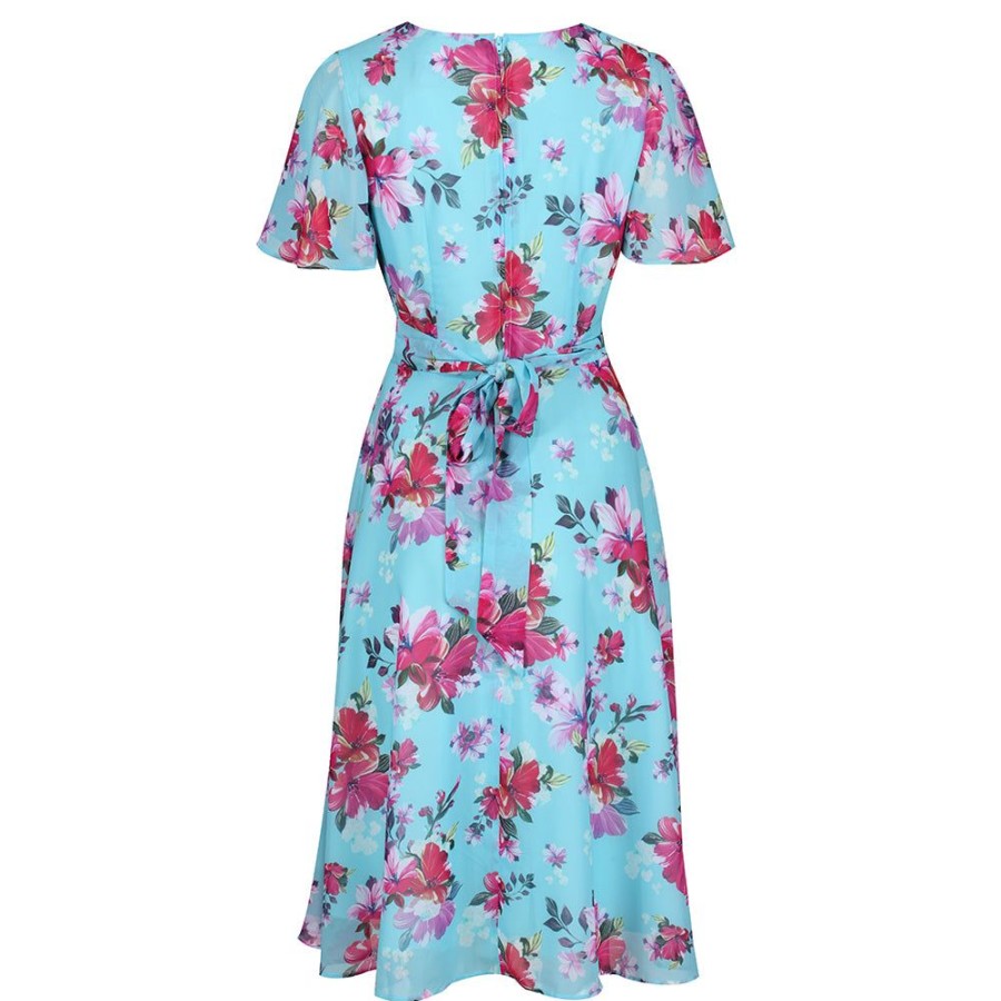 Hell Bunny Light Floral Split Sleeve Retro Swing Dress | Rockabilly Dresses