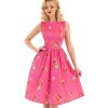 Pretty Kitty Fashion Summer Retro Floral Print 50S Swing Audrey Dress | Audrey Dresses