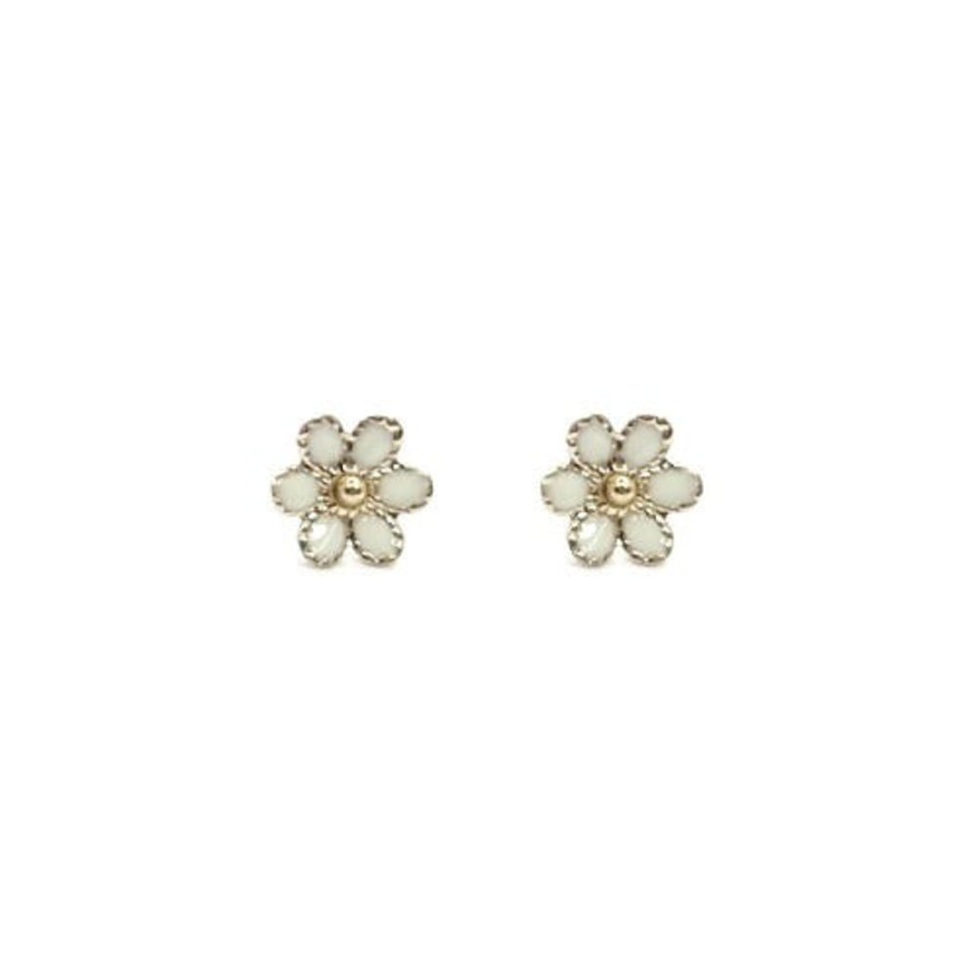 Isles And Stars Gold And Cream Coloured Flower Studs | Jewellery