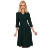 Pretty Kitty Fashion Emerald Vintage Belted 3/4 Sleeve Swing Dress | 50S Swing Dresses