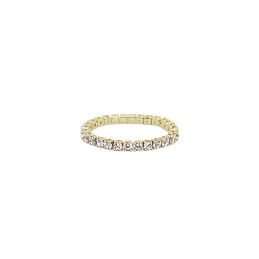 White Leaf Gold Cz Stretch Ring | Jewellery