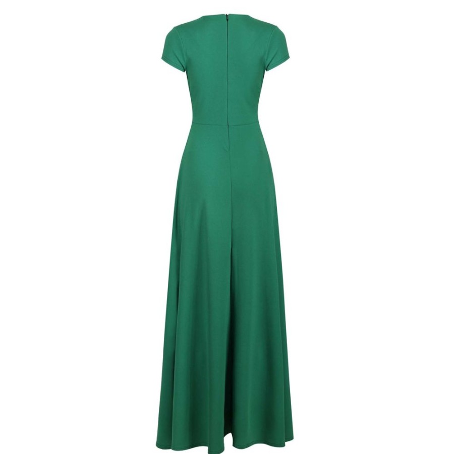 Pretty Kitty Fashion Emerald V Neck Cap Sleeve Maxi Dress | Party Dresses