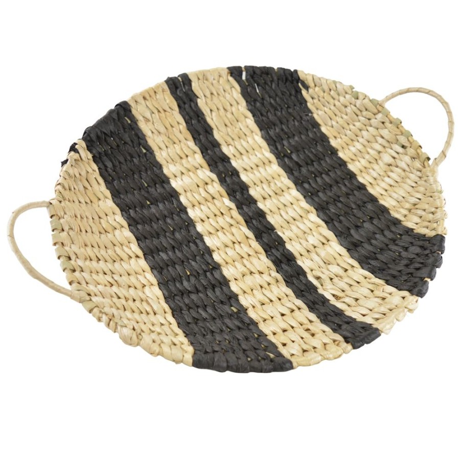 Candlelight Rush Woven Black Stripe Plate | Homeware