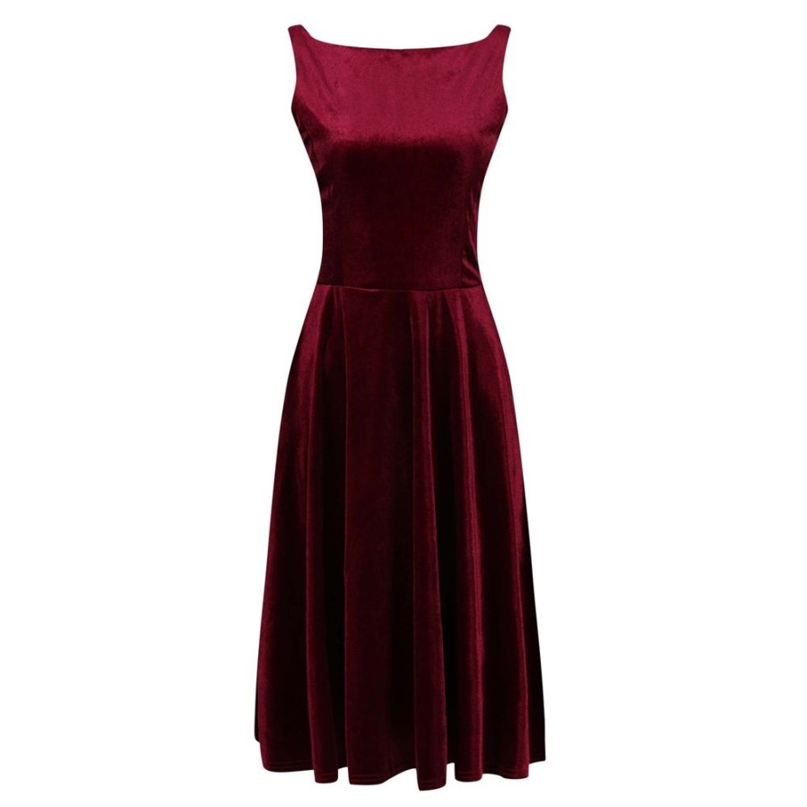 Pretty Kitty Fashion Claret Velour Audrey Style 1950S Swing Dress | Audrey Dresses