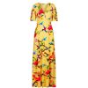 Pretty Kitty Fashion Tropical Bird & Floral Print Waterfall Sleeve Maxi Dress | Floral Dresses