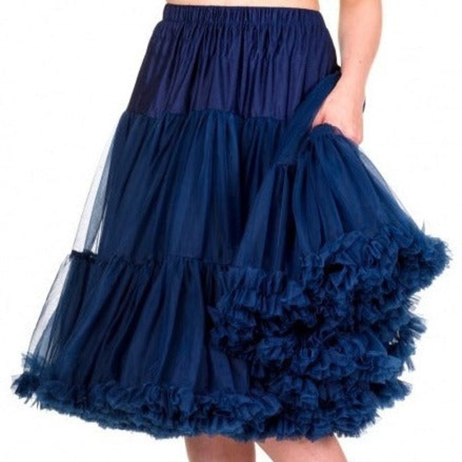 Pretty Kitty Fashion Extra Long Full Navy Net Vintage Rockabilly 50S Petticoat Skirt | Petticoats