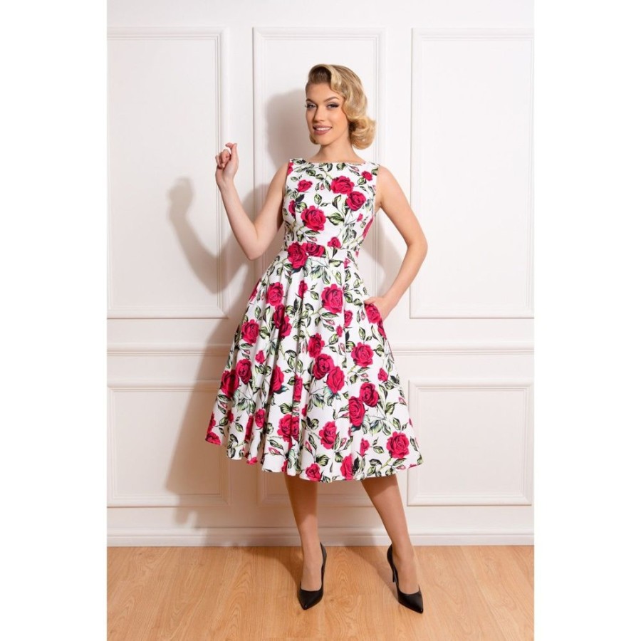 Pretty Kitty Fashion Rose Floral Audrey Rockabilly 50S Swing Dress | Audrey Dresses