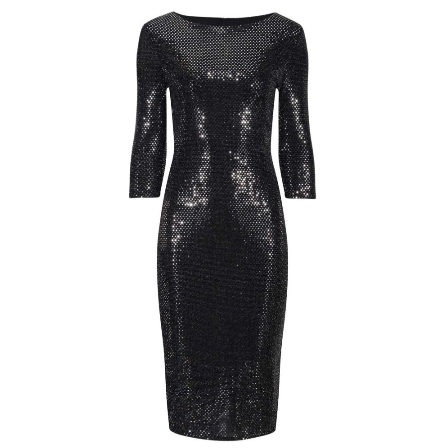 Pretty Kitty Fashion And Silver Sequin 3/4 Sleeve Bodycon Pencil Wiggle Party Dress | Party Dresses