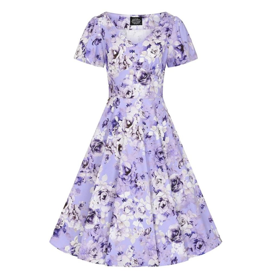 Hearts and Roses Floral Print Short Sleeve Swing Tea Dress | 50S Swing Dresses