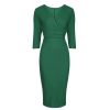 Pretty Kitty Fashion Vintage Emerald Wrap Over Midi Pencil Dress | Pencil Dresses