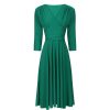 Pretty Kitty Fashion Emerald Crossover 3/4 Sleeve Rockabilly 50S Swing Dress | 50S Swing Dresses