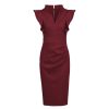 Pretty Kitty Fashion Red Ruffle Shoulder Bodycon Pencil Dress | Wiggle Dresses