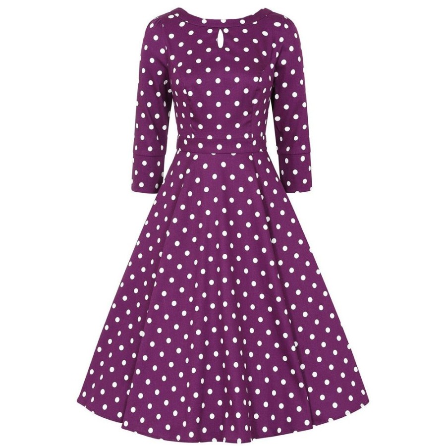 Pretty Kitty Fashion And White Polka Dot 3/4 Sleeve 50S Swing Tea Dress | Polka Dot Dresses