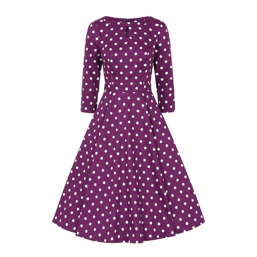 Pretty Kitty Fashion And White Polka Dot 3/4 Sleeve 50S Swing Tea Dress | Polka Dot Dresses