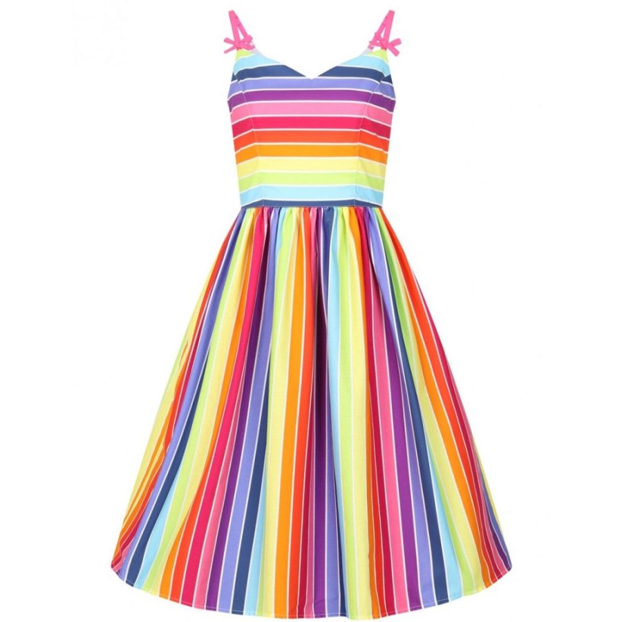 Hell Bunny Rainbow Print Summer 50S Swing Dress | Rockabilly Dresses