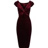 Pretty Kitty Fashion Claret Red Velour Crossover Wiggle Dress | Pencil Dresses