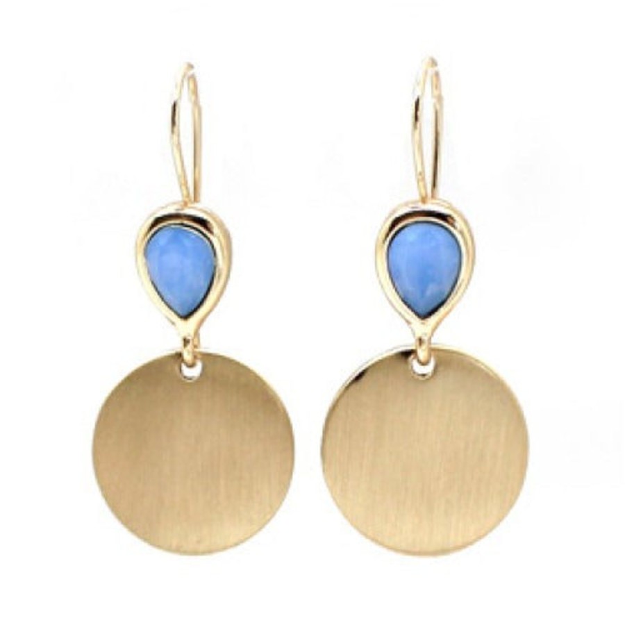 Isles And Stars Gold And Blue Brushed Metal Drop Earrings | Jewellery