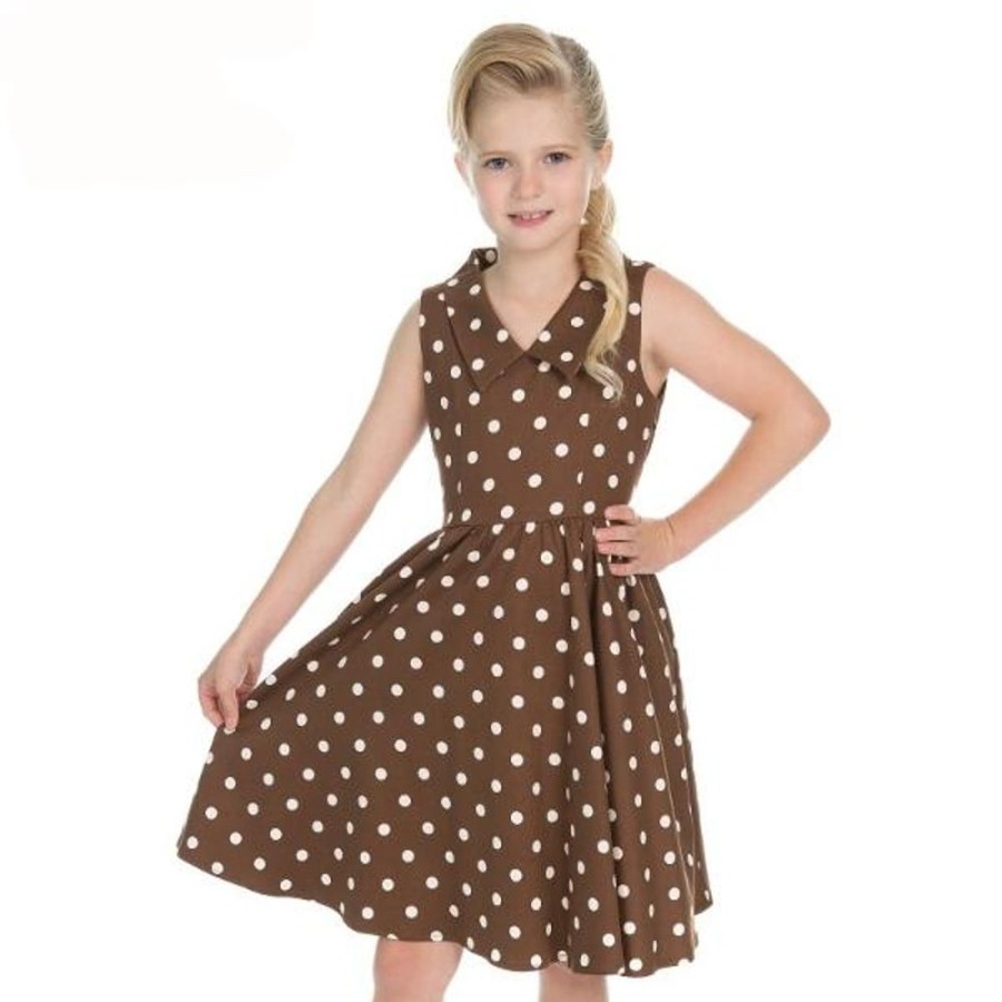 Pretty Kitty Fashion Little Kitty Girl'S Chocolate Brown White Polka Dot Party Dress | Girls