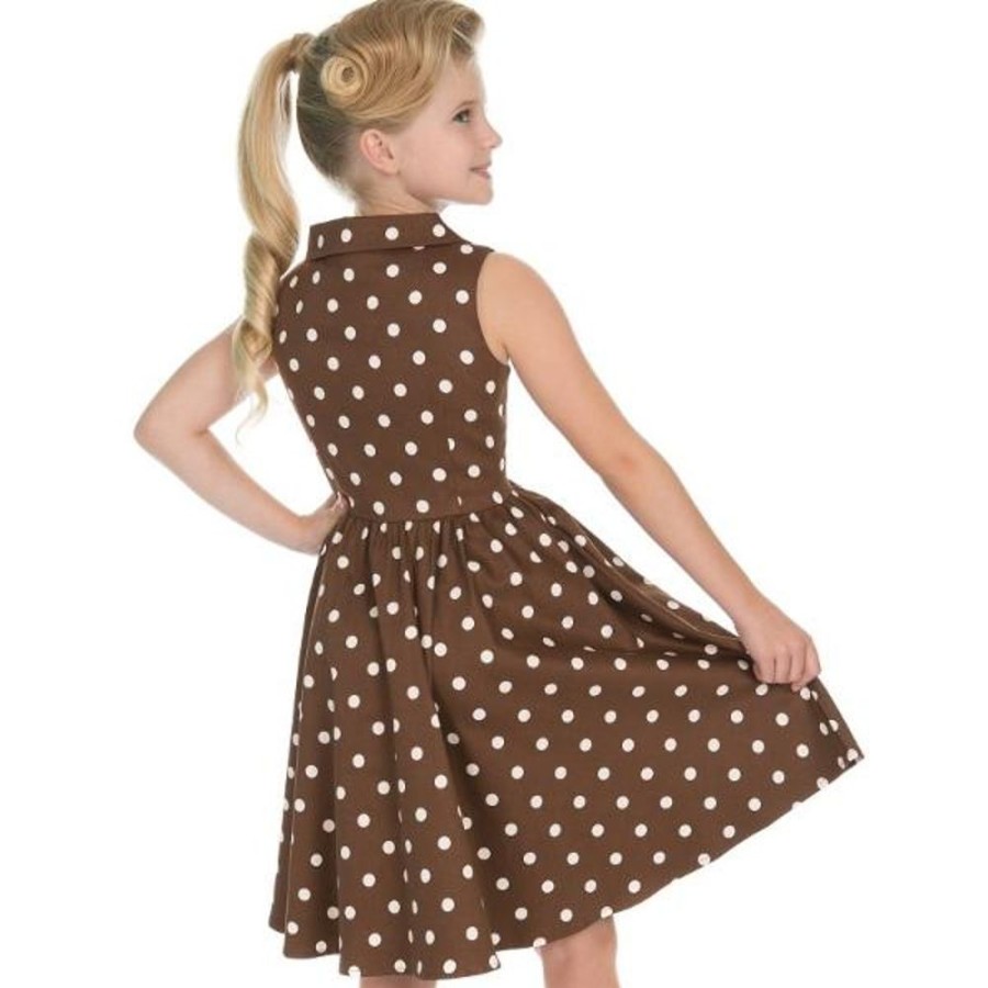 Pretty Kitty Fashion Little Kitty Girl'S Chocolate Brown White Polka Dot Party Dress | Girls