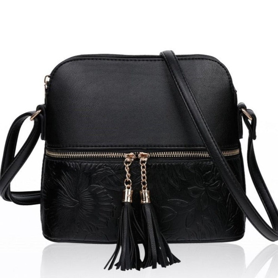 Stylex Accessries Floral Pattern Embossed Messenger Bag With Tassel | Bags & Purses