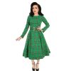 Hell Bunny Tartan Long Sleeve Burns Night & Rockabilly Style Swing Dress | Rockabilly Dresses