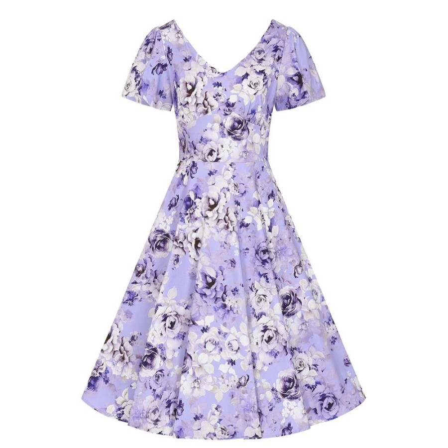 Hearts and Roses Floral Print Short Sleeve Swing Tea Dress | Tea Dresses