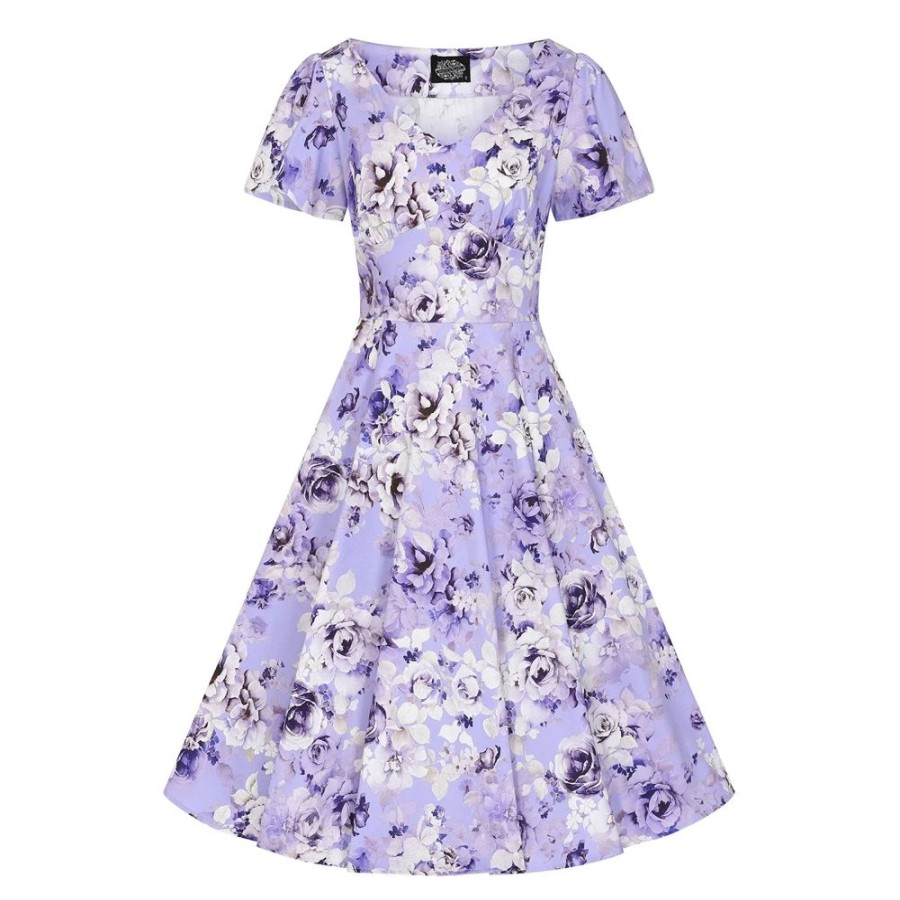 Hearts and Roses Floral Print Short Sleeve Swing Tea Dress | Tea Dresses