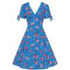 Hell Bunny Vibrant Pink Floral Fit And Flare Swing Dress | Rockabilly Dresses