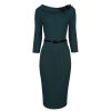 Pretty Kitty Fashion Forest Black Belted Bow Pencil Dress | Wiggle Dresses