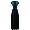 Pretty Kitty Fashion Emerald Velour V Neck Cap Sleeve Maxi Dress | Velour Dresses