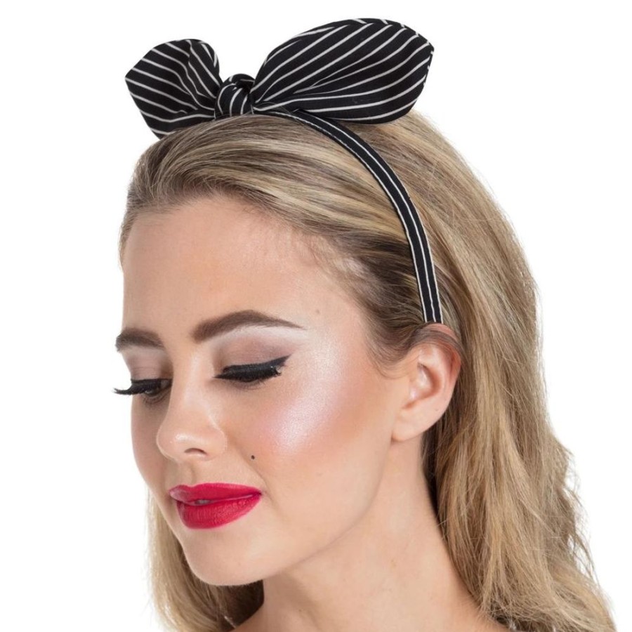 Pretty Kitty Fashion Black And White Stripe Bow Headband | Hair & Beauty