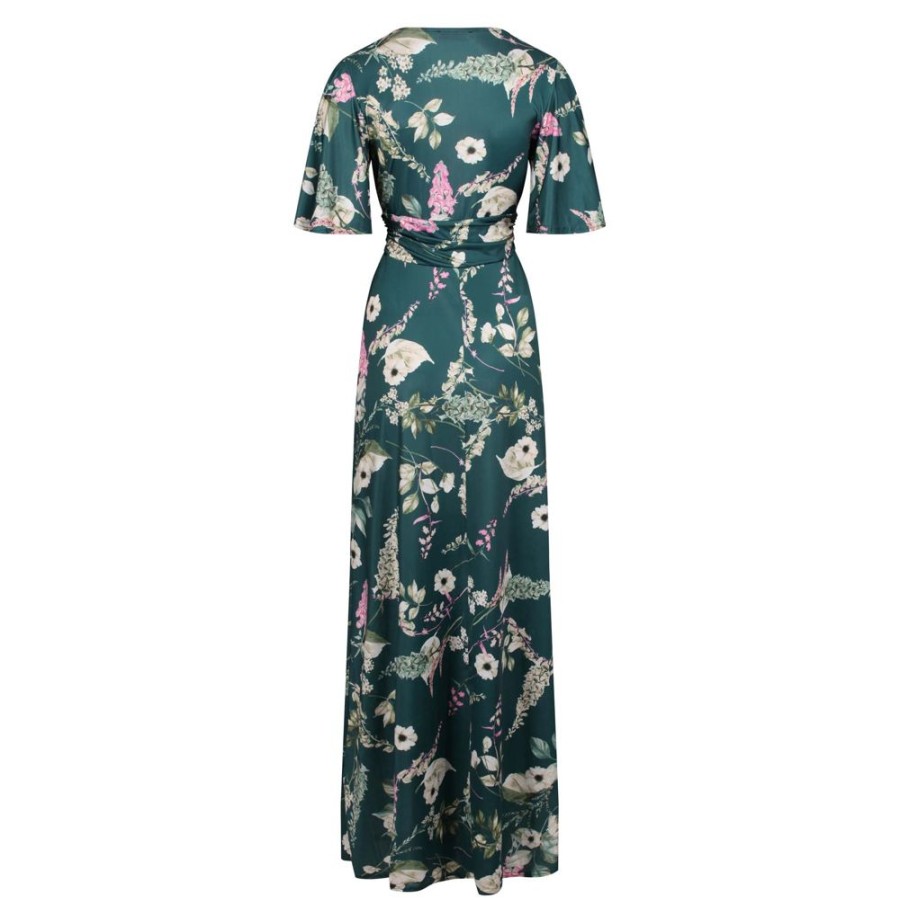 Pretty Kitty Fashion Floral Print Waterfall Sleeve Maxi Dress | Party Dresses