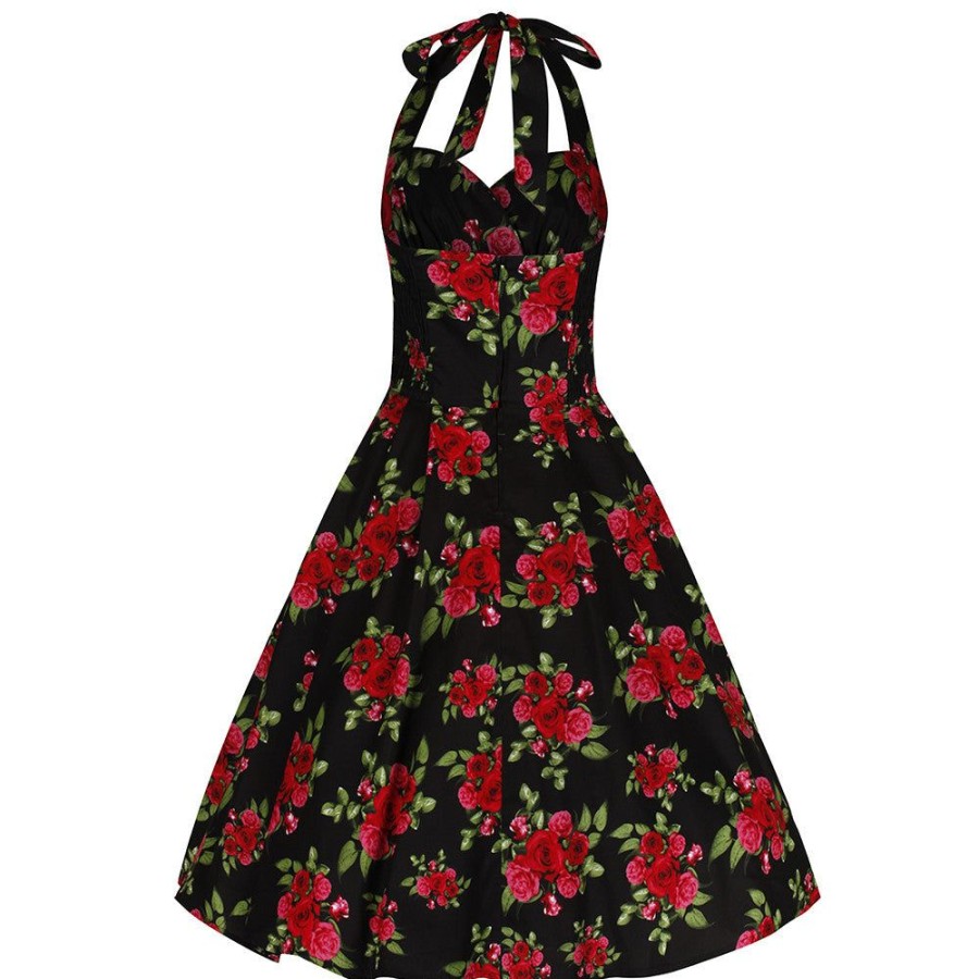 Hell Bunny And Red Roses Vintage 50S Halterneck Rockabilly Dress | Rockabilly Dresses