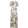 Pretty Kitty Fashion Pale Bird Print Waterfall Sleeve Maxi Dress | Floral Dresses