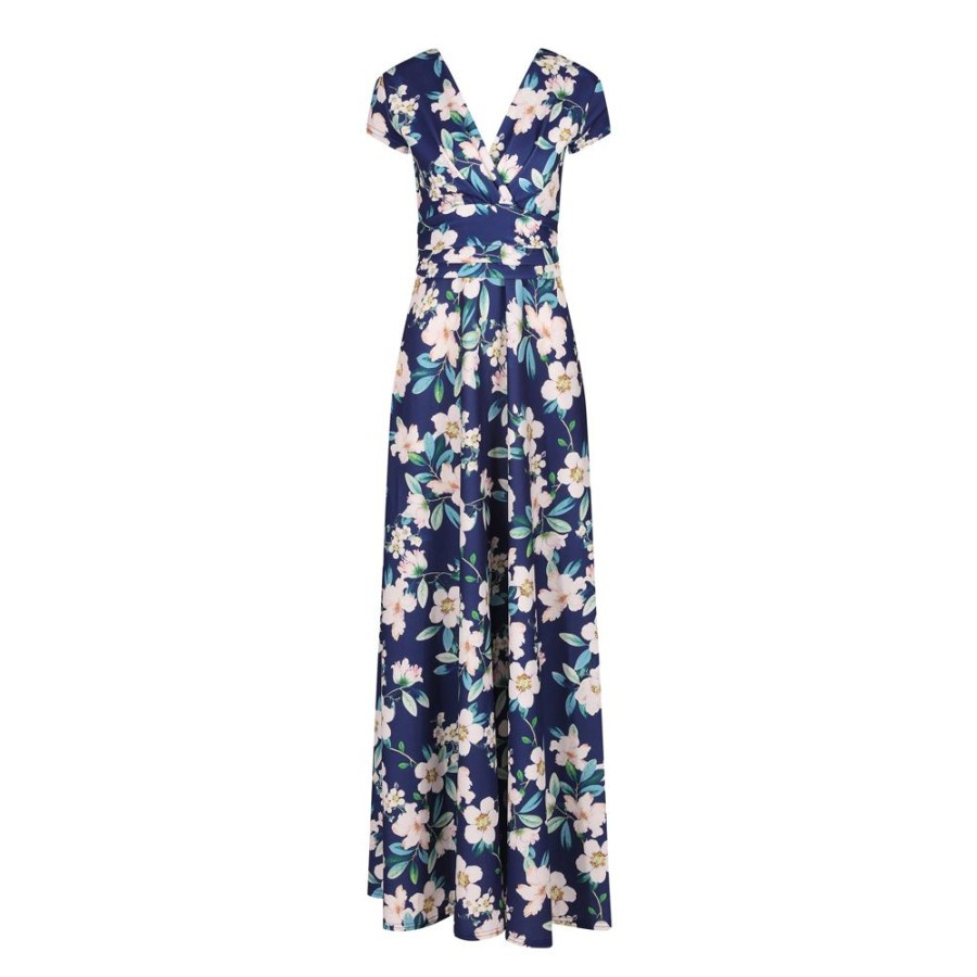 Pretty Kitty Fashion Floral Print Cap Sleeve Wrapover Maxi Dress | Floral Dresses