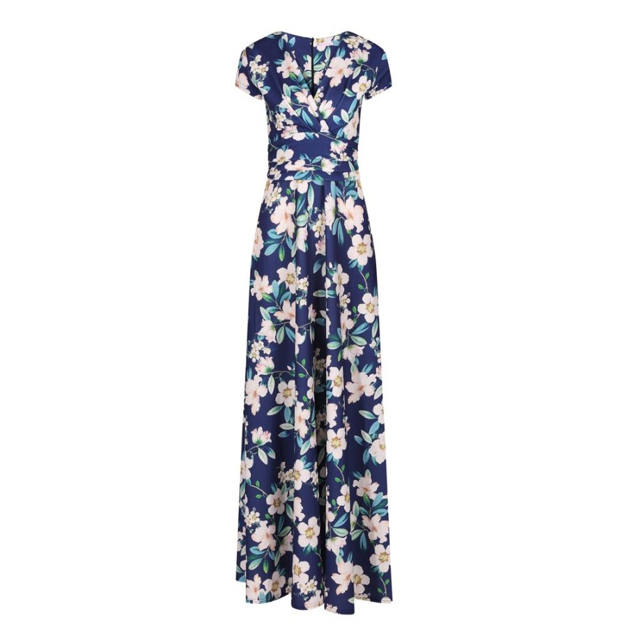 Pretty Kitty Fashion Floral Print Cap Sleeve Wrapover Maxi Dress | Floral Dresses