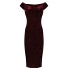 Pretty Kitty Fashion Claret Vintage Animal Print Velvet Capped Sleeve Wiggle Dress | Pencil Dresses