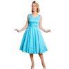 Pretty Kitty Fashion Pretty Blue Turquoise White Polka Dot Sleeveless Rockabilly 50S Swing | Polka Dot Dresses