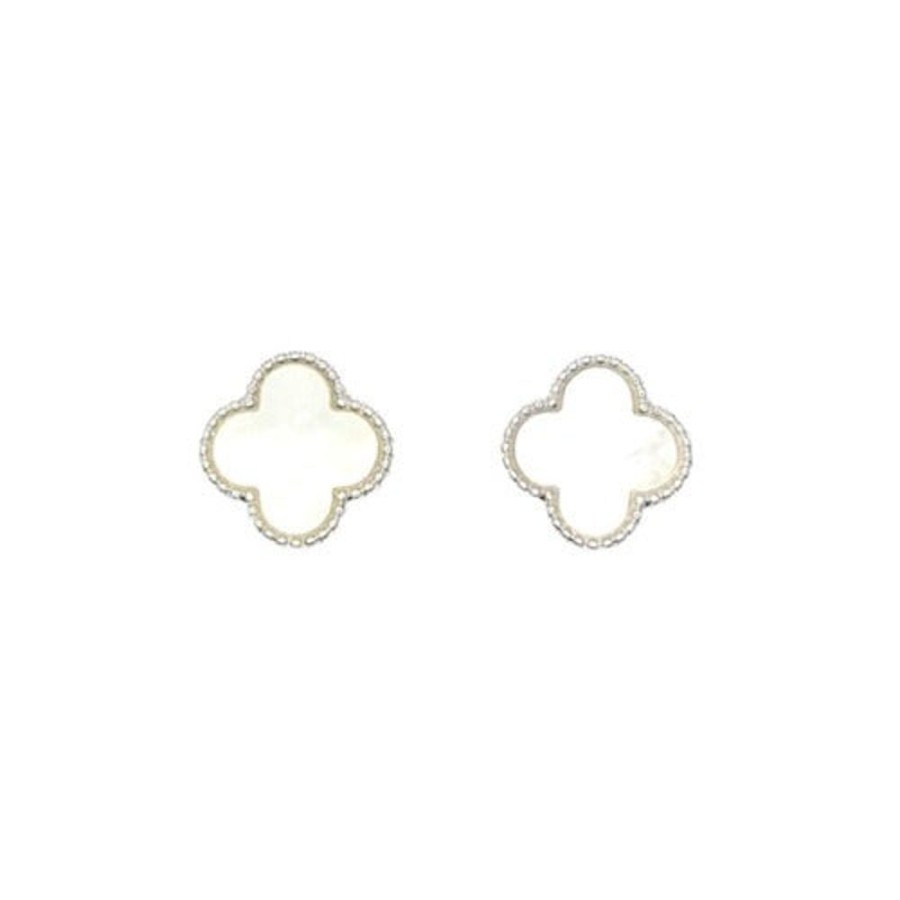 Isles And Stars Clover Shaped Mother Of Pearl Stud Earrings | Jewellery