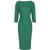 Pretty Kitty Fashion Emerald 3/4 Sleeve Pleated Bodycon Pencil Dress | Wiggle Dresses