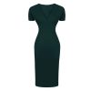 Pretty Kitty Fashion Forest Short Sleeve Deep V Neck Bodycon Midi Dress | Wiggle Dresses