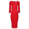 Pretty Kitty Fashion 3/4 Sleeve Square Neckline Wiggle Pencil Dress | Pencil Dresses