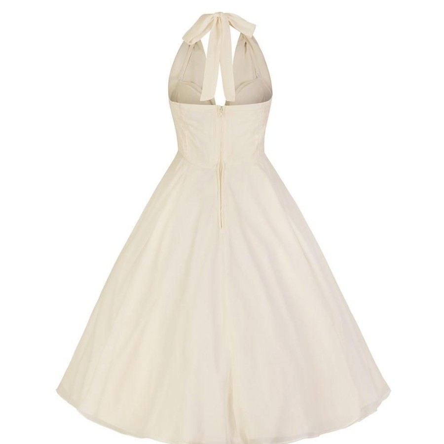 Hell Bunny White Chiffon Vintage Marilyn Monroe Style 50S Swing Dress | 50S Swing Dresses