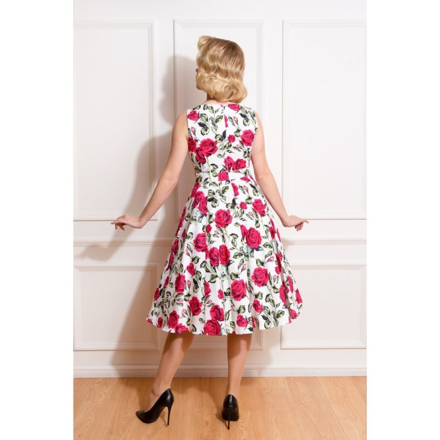 Pretty Kitty Fashion Rose Floral Audrey Rockabilly 50S Swing Dress | 50S Swing Dresses