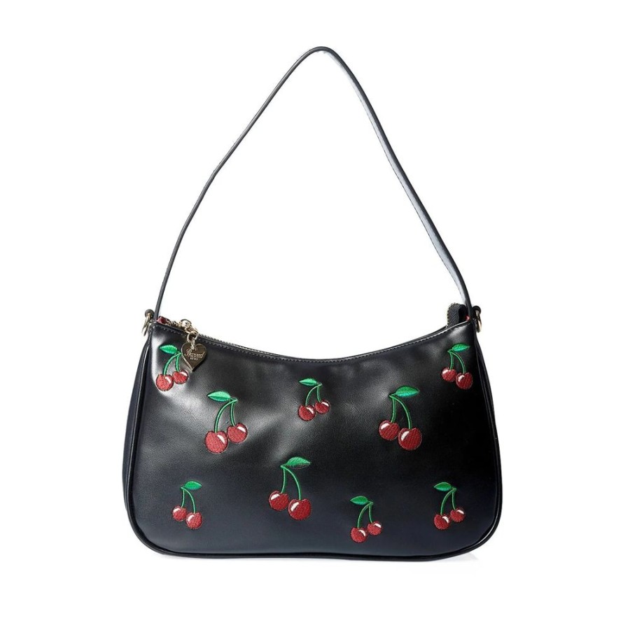 Pretty Kitty Fashion Black Cherry Print Shoulder Bag | Bags & Purses