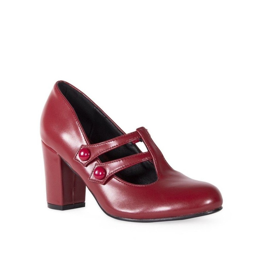 Dancing Days by Banned Red Retro Double Strap Mary Jane Heels | Shoes