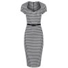 Pretty Kitty Fashion Black And White Dogtooth Check Bodycon Pencil Dress | Wiggle Dresses