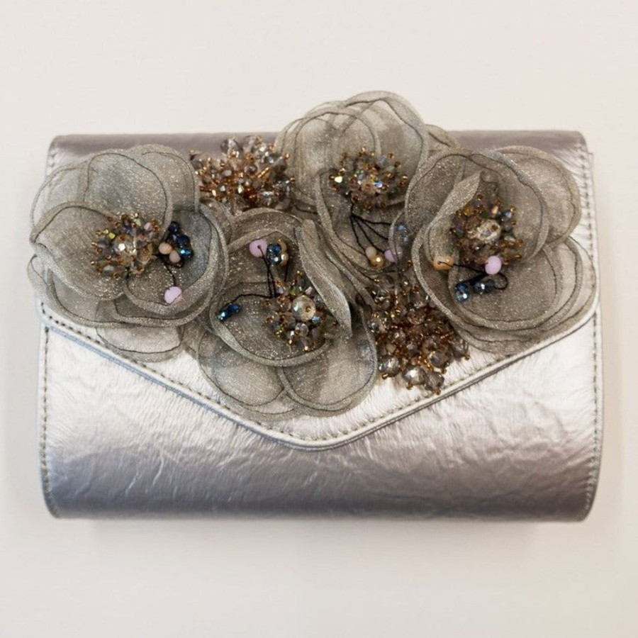 Peach Silver Corsage Party Clutch Handbag With Chain | Bags & Purses