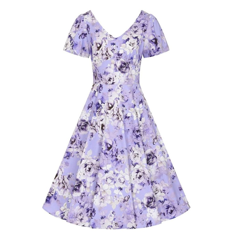 Hearts and Roses Floral Print Short Sleeve Swing Tea Dress | Floral Dresses