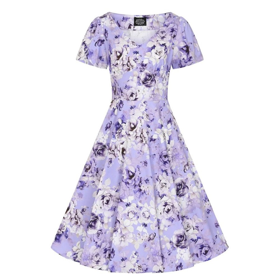 Hearts and Roses Floral Print Short Sleeve Swing Tea Dress | Floral Dresses